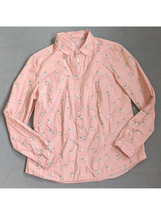 Boden Tops - Boden Shirt Womens 10 Pink Dog Print Classic Button Up Long Sleeve Novelty